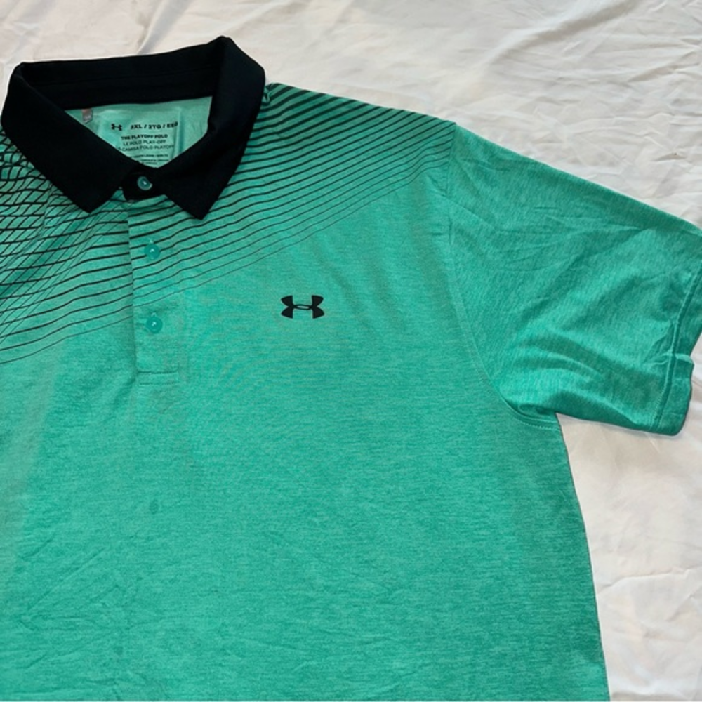 Under‎ Armour Mens Playoff Polo Size 2XL Green Black